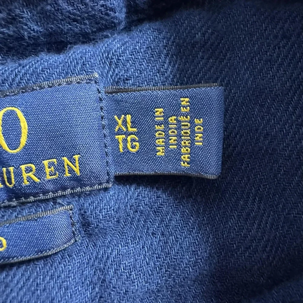 Polo Ralph Lauren Indigo Shipyard Shirt Mens XL Blue Check Button Up Long Sleeve